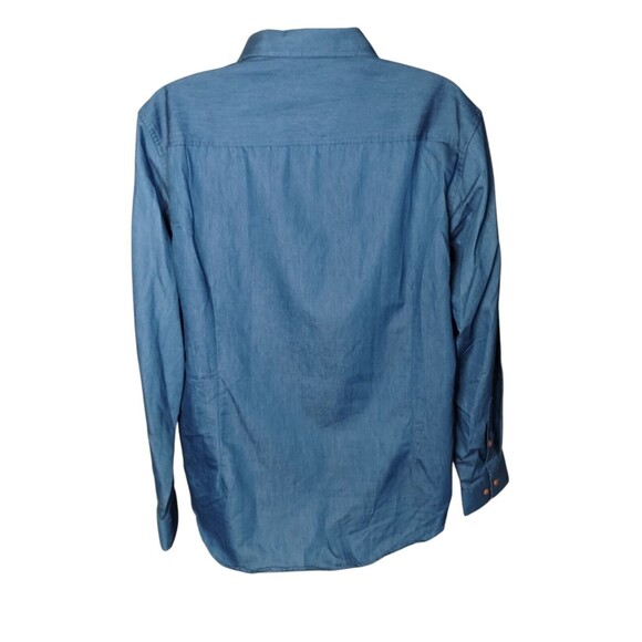 Coofandy Men's Button-up Shirt Size XL  Chambray Blue Check Contrast Cuff - Picture 10 of 10